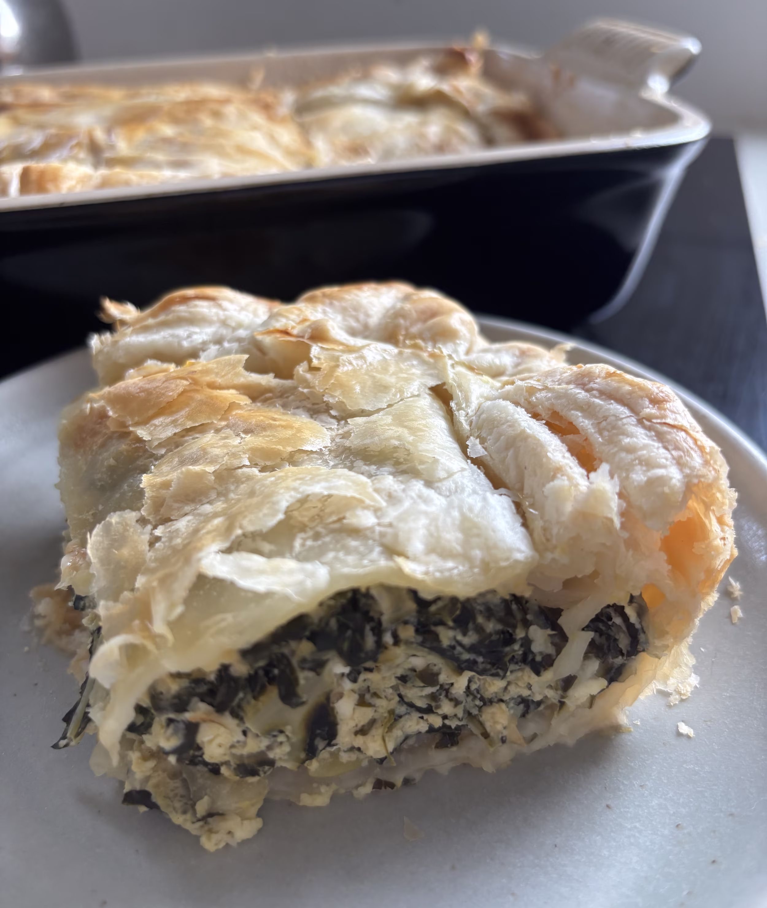 A delicious slice of spinach and feta pie