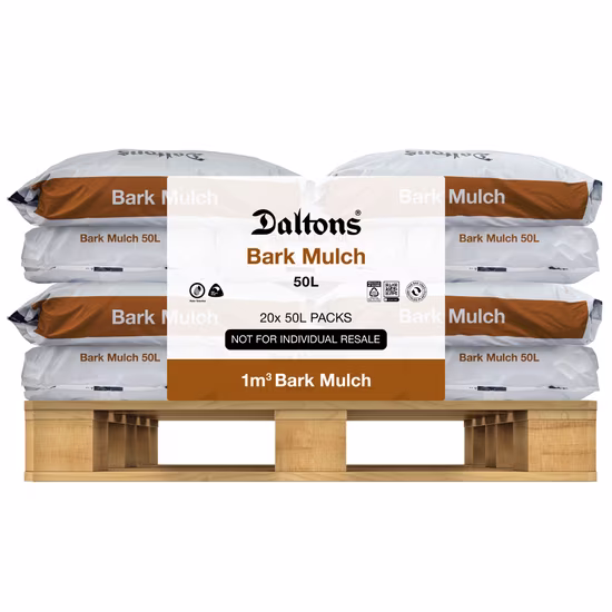 Bark Mulch 50L Packs Pallet Vis FLAT sm 1m3