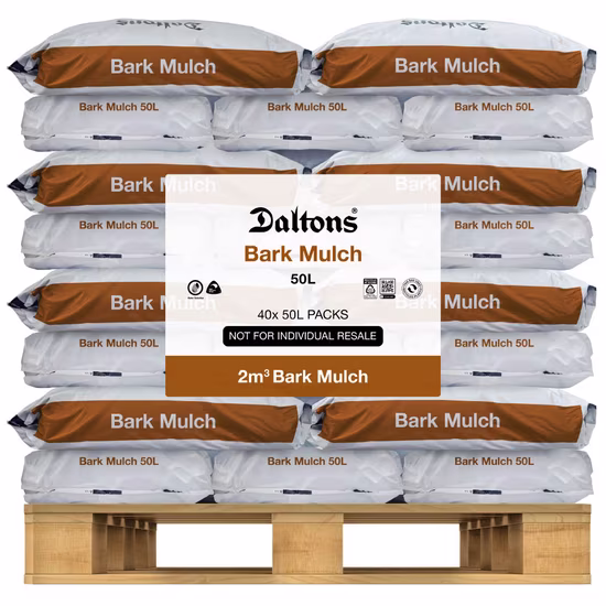 Bark Mulch 50L Packs Pallet Vis FLAT sm 2m3