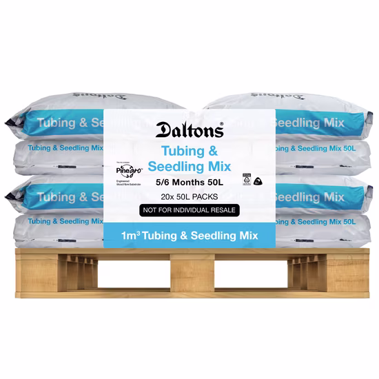 Tubing & Seedling Mix 50L Packs Pallet Vis FLAT sm 1m3