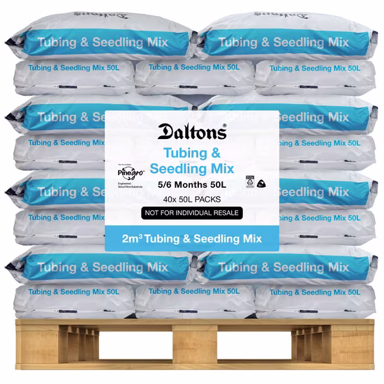 Tubing & Seedling Mix 50L Packs Pallet Vis FLAT sm 2m3
